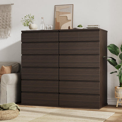 Brown Tall 7 Drawer Dresser for Bedroom, Modern Wood Closet Dressers & Chests of Drawers with Jewelry Storage, 23.6" L*15.8" W*47.5" H in Large Vertical Dresser for Bedroom, Living Room, Nursery