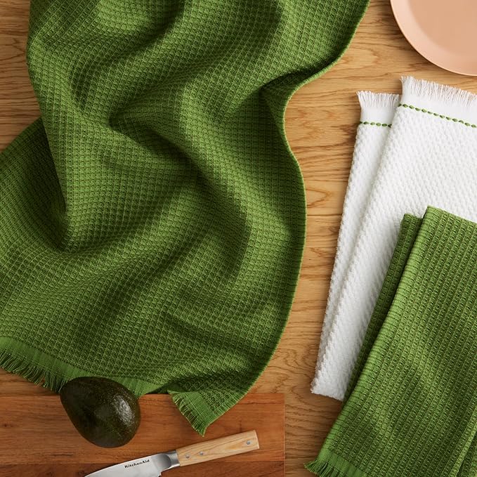 KitchenAid Gourmet Series Gridlines Kitchen Towels 3-Pack Set, 100% Cotton