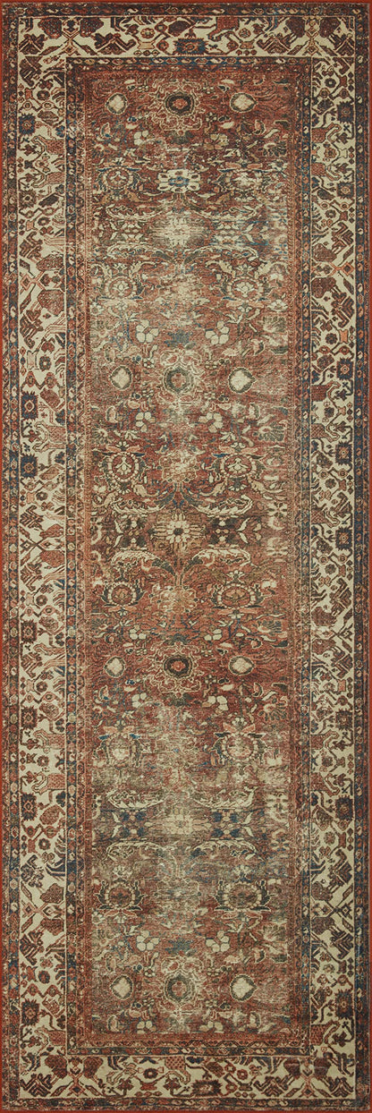 Loloi Magnolia Home by Joanna Gaines Banks Collection BAN-04 Brick/Ivory 5'-0" x 7'-6", .13" Pile Height, Machine Washable, Area Rug