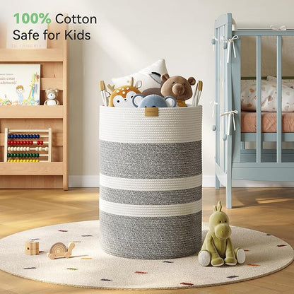 95L Striped Laundry Hamper