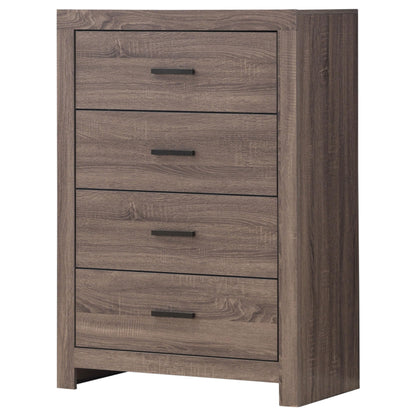 Coaster Home Furnishings Brantford Farmhouse Wood 4-Drawer Bedroom Chest of Drawers Chiffonier Clothing Storage Cabinet Bedroom Armoire Tall Dresser Organizer Unit Barrel Oak 207045