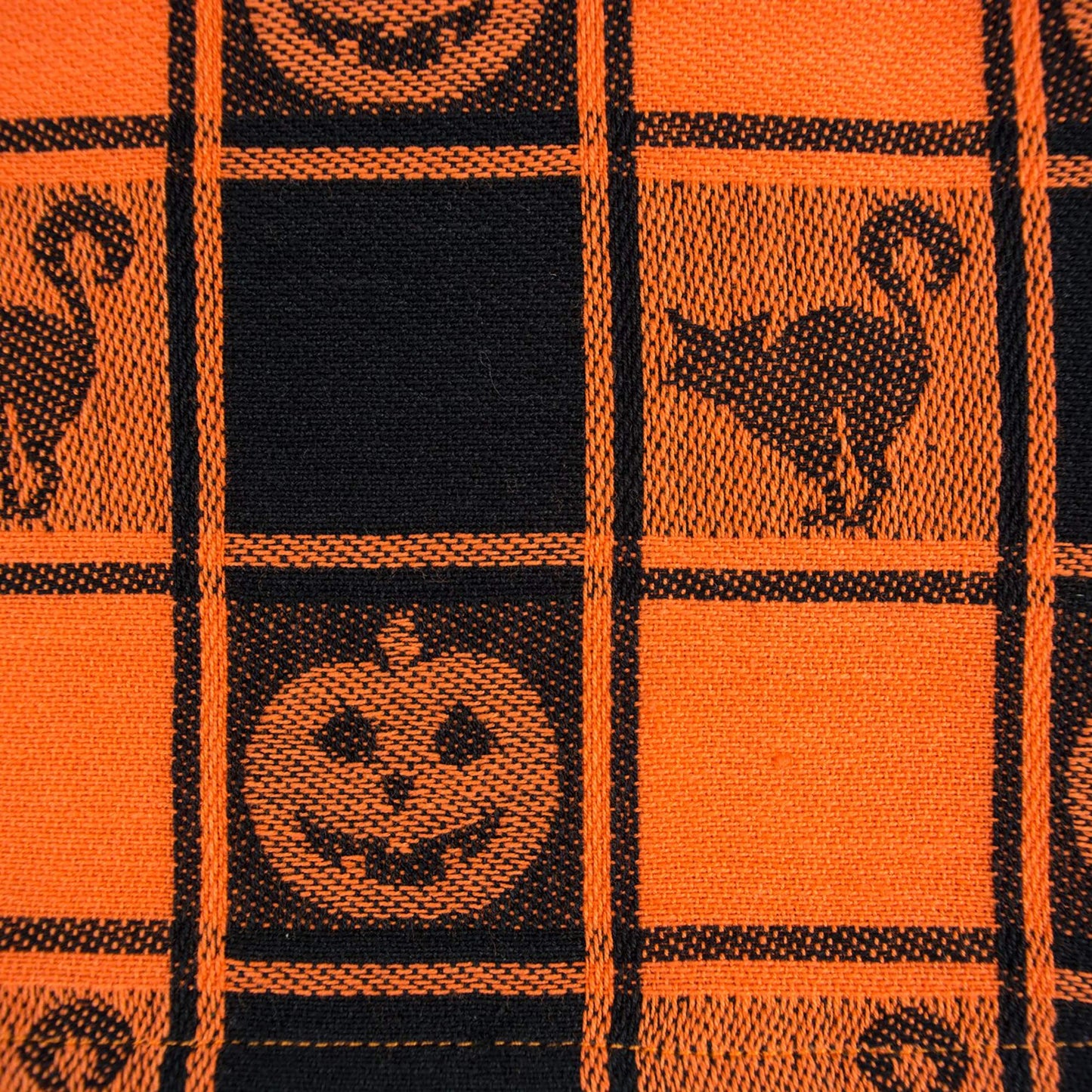 DII Halloween Party Tabletop Decor, Reusable & Machine Washable Cotton Fabric, Table Runner, 14x72, Orange & Black Buffalo Check