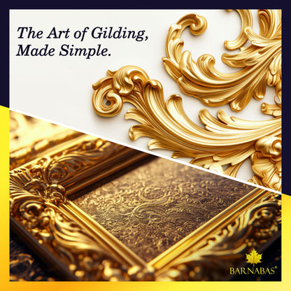 Barnabas Gold Leaf Kit – 25 Gold Foil Sheets, 100ml Gilding Adhesive, 100ml Sealer, 20ml Gold Paint, Brushes, Tools & Gloves for Crafts, Art, Furniture, and Decorative Projects