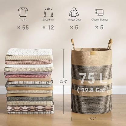 75L Striped Laundry Hamper