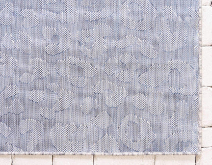 Unique Loom Outdoor Safari Collection Area Rug - Leopard (5' 1" x 8' Rectangle, Blue/ Gray)