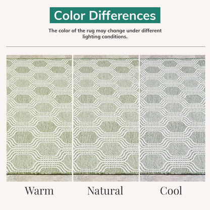 LUXE WEAVERS Moroccan Geometric Trellis Green 5x7 Area Rug, Outdoor Low Pile Carpet