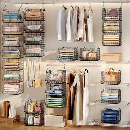 X-cosrack 7 Tier Foldable Hanging Closet Organizer and Storage, Wire Closet