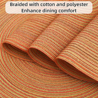 SHACOS Round Placemats Set of 4 Woven Braided Place Mats Table Placemats 15 inch Circle Place Mats Easy to Clean Table Mats Indoor Outdoor, Fall Color Mix