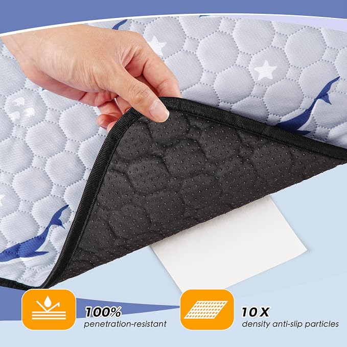 WanpeeGoo Washable Pee Pads for Dogs, 2Pack Reusable Puppy Pads, Super Absorbent & Leakproof Dog Pads, Anti-Slip Dog Pee Pads for Puppy Training & Incontinence, Dolphin Pattern 24"x36"