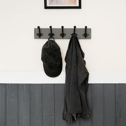 WEBI Rustic Coat Rack Wall Mount,5 Cast Iron Hooks,Coat Hooks Wall Mounted,Heavy Duty Antique Vintage Hooks for Hanging Coats,Jacket,Clothes,Gray