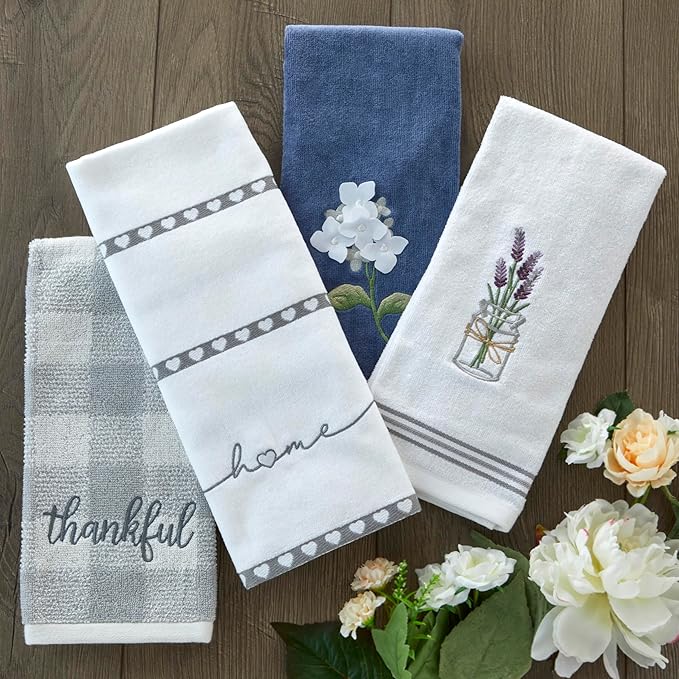 SKL Home Heart in Home 100% Cotton Embroidered 2pc Hand Towel Set, Decorative