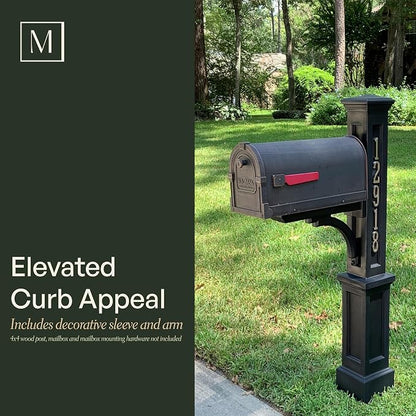 Mayne Newport Plus Mailbox Post with Standard Arm – Weather-Resistant, Durable Classic Design – Easy-to-Install Outdoor Mailbox Post