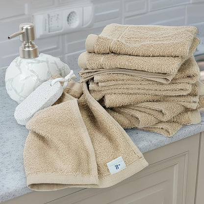 Tens Towels Pack of 60 Washcloths, 12 x 12 Inches, Lighter Weight, Quick to Dry