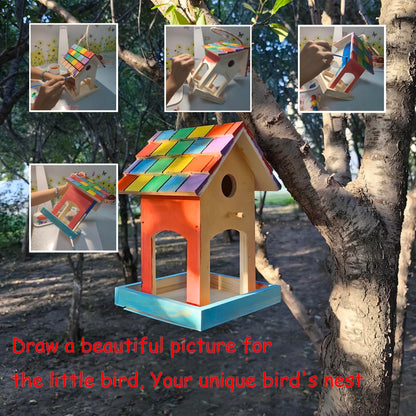 Cartanfill-Wooden Bird House for Outdoor, Wild Bird Feeder, Hanging Birdhouse,Perfect for Cardinals, Bluebirds, and More! (A)…