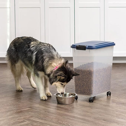IRIS USA Airtight Dog Food Storage Container, Attachable Wheels,
