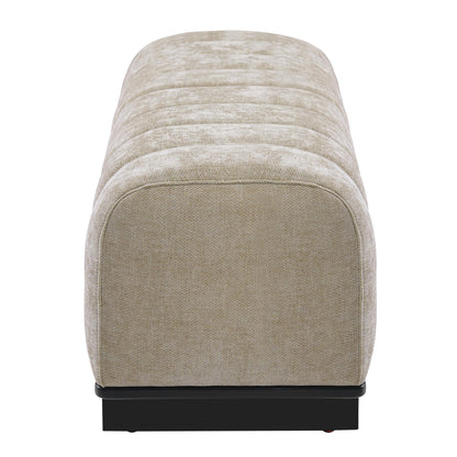 Christopher Knight Home Lamie Chenille Upholstered Dining Bench, Wooden Entryway Bench, Long Sofa Footstool for Living Room, Bedroom End of Bed Bench, Oatmeal+Black