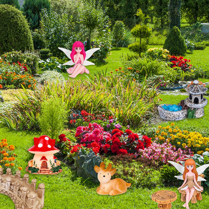 NSBUDIN 54 Pcs Fairy Garden Accessories - Miniature Garden Accessories Set with Resin Animal Figurines, Fairy Elves & Mini Ornaments for DIY Mini Garden & Terrarium