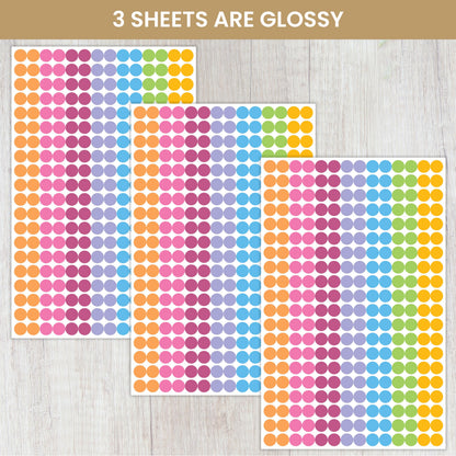 bloom daily planners Color Coding Planner Stickers - 1/4" Dot Labels - Six Sheets, 1000+ Stickers Per Pack!