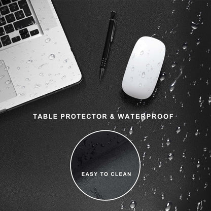 ZORESYN Large Desk Pad (39.4" x 23.6") - Waterproof PU Leather Desk Mat with Non-Slip Base, Office Desk Protector for Keyboard, Mouse, and Writing, Durable Stitched Edges (Black)