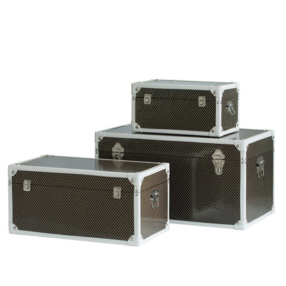 Vintiquewise Faux Leather Storage Trunk Set of 3
