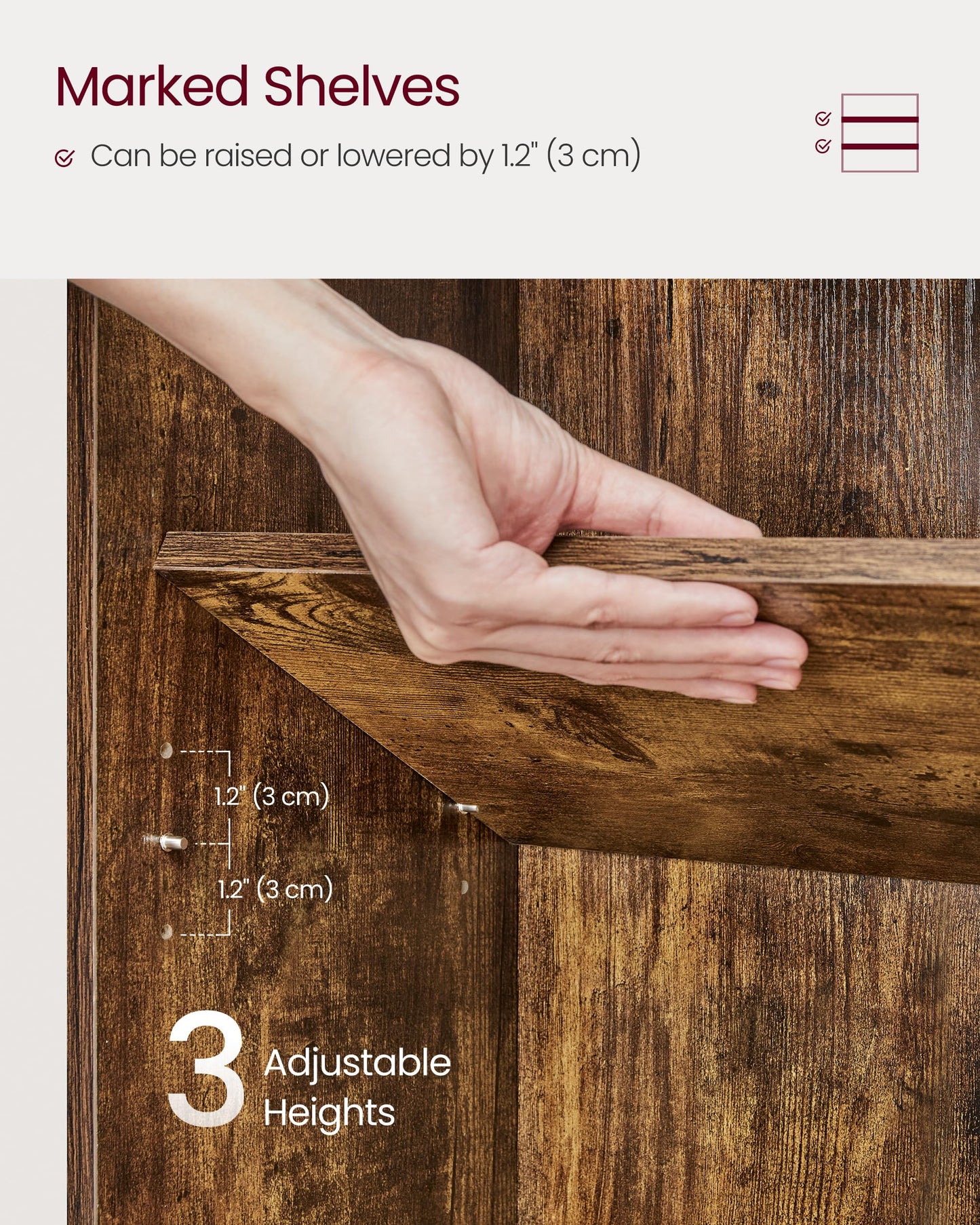 VASAGLE Custos Collection - Bookshelf, 3-Tier Bookcase, Book Shelf, Open Storage Shelf, 9.4 x 31.5 x 32 Inches, for Living Room, Home Office, Dinning Room, Rustic Brown ULBC173X01