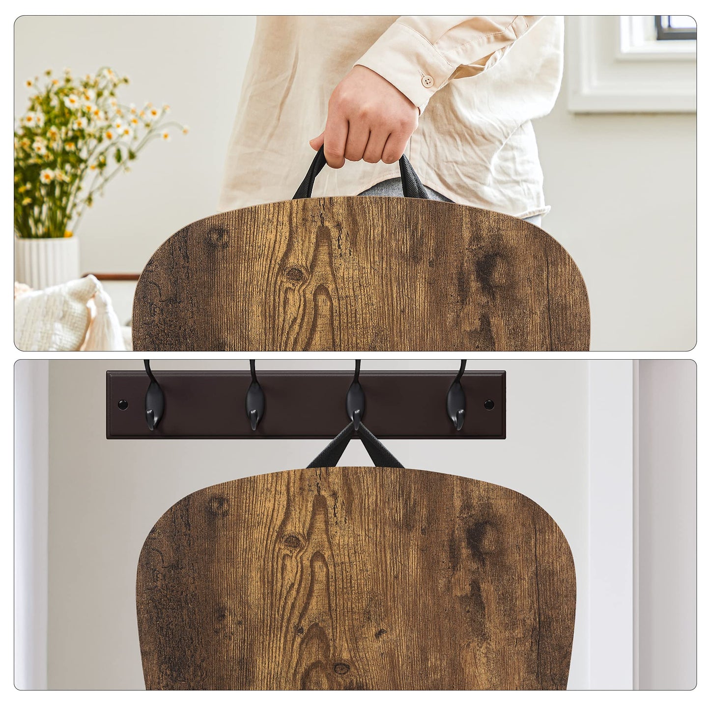 SONGMICS Lap Desk, Bed Tray, Laptop Table with Handle, Cushion, 12.6 x 15.7 x 3.1 Inches, Rustic Brown ULLD109B01