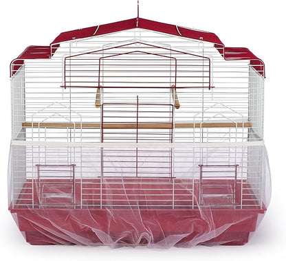 Prevue Pet Products Mesh Bird Seed Catcher with Elastic Band - Washable Nylon Skirt to Control Seed Debris on Cage Base, Lightweight Bird Cage Netting, Fits Medium and Large Cages - White