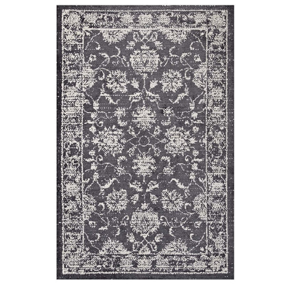 Modway Kazia Floral Lattice 5x8 Area Rug in Dark Gray and Ivory
