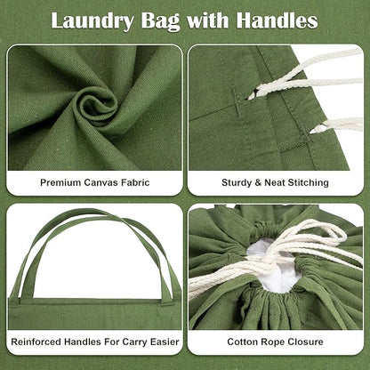 Canvas Laundry Bag 40"W x 35"H, Thick Canvas Laundry Bag