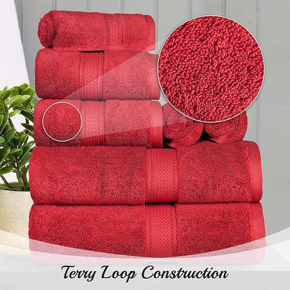 Superior Egyptian Cotton Pile 9 Piece Towel Set, Includes 3 Bath, 3 Hand