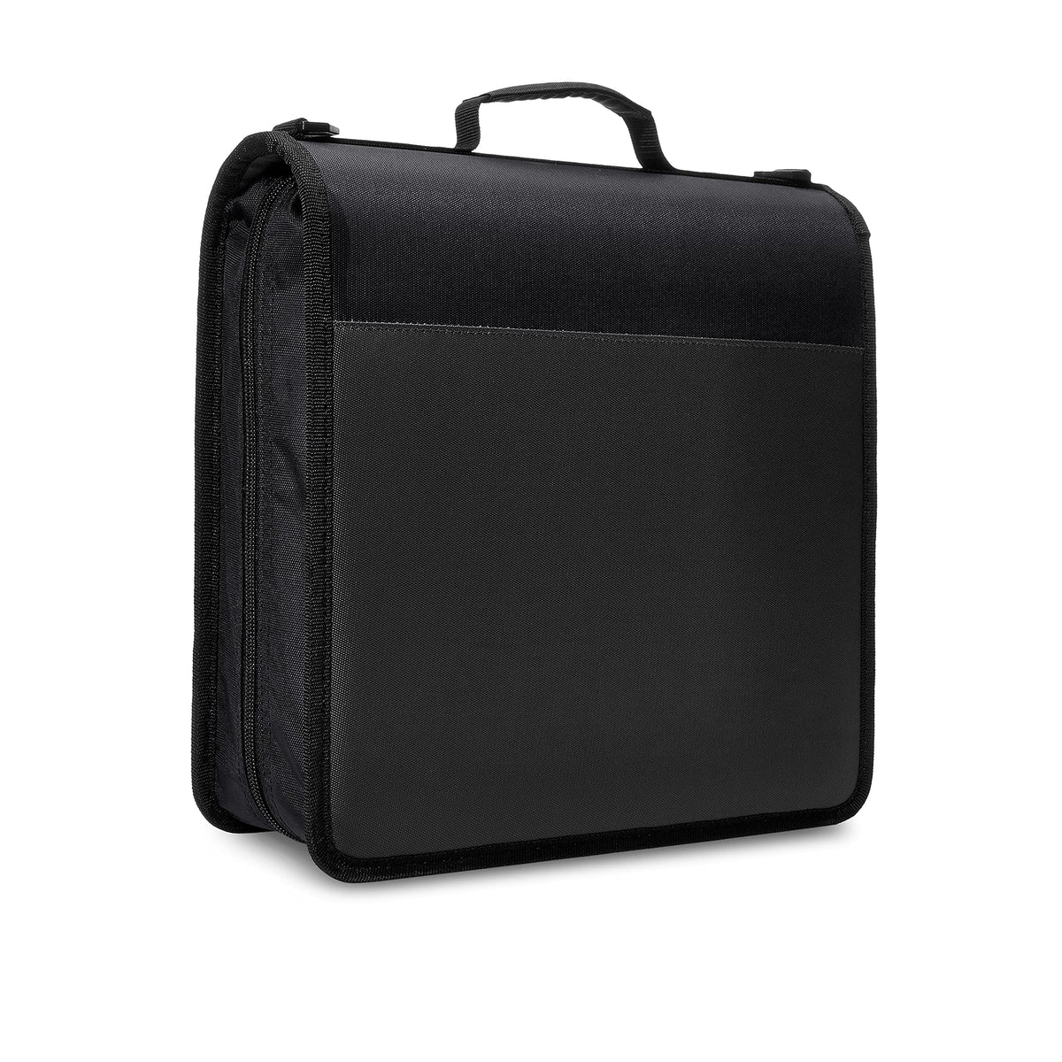 Amazon Basics Durable 3 Ring Binder with Zipper and Strap, Multiple Pockets, Sturdy Storage for School and Office, 3 inch, Black