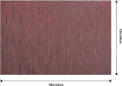 Leetaltree Burgundy Placemats Set of 4 - Heat Resistant Non-Slip Place mats for Dining Table, Washable Durable PVC Vinyl Woven Table Mats（Burgundy, 4）