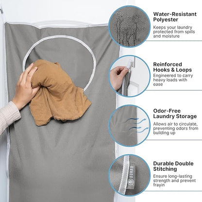 Hanging Laundry Hamper Bag XL 40x22", Space Saving over the Door Storage Bags
