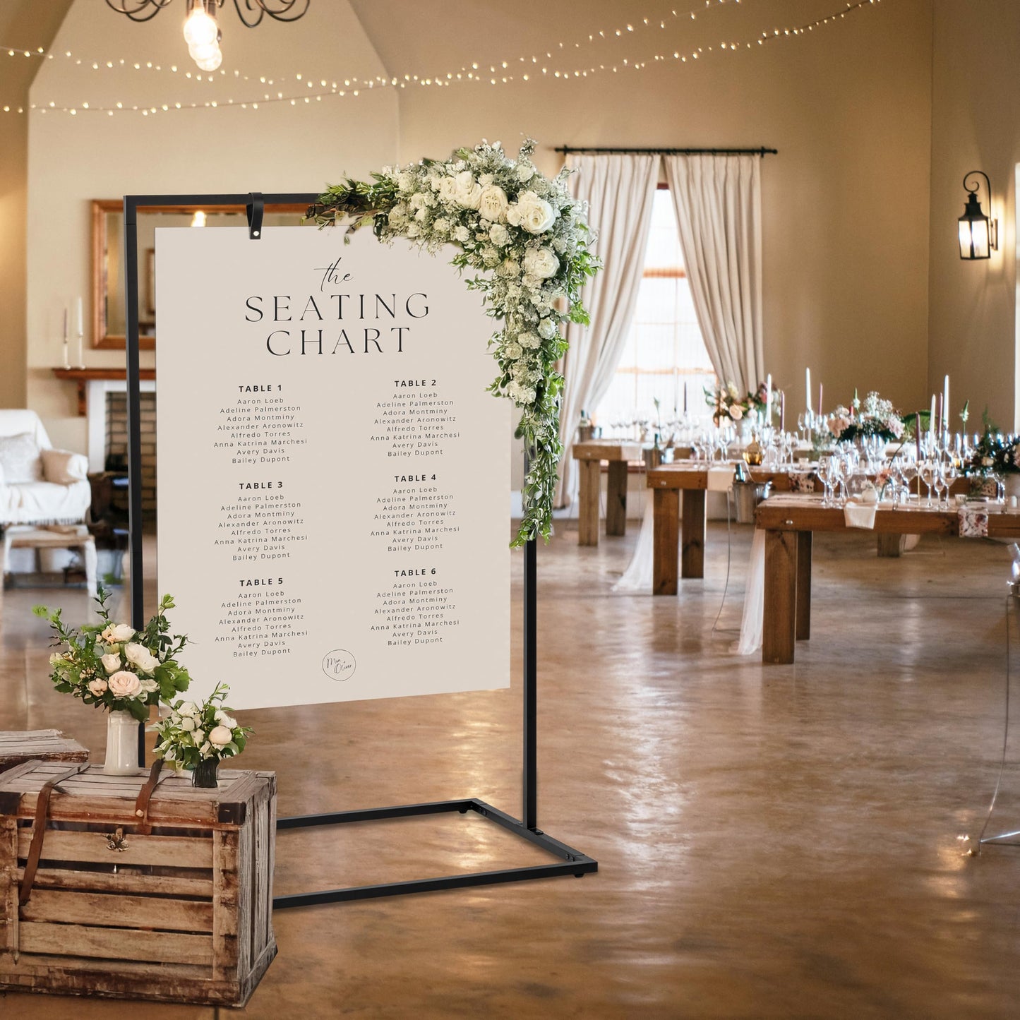 Elegant Wedding Welcome Sign Stand – Sturdy Welcome to Our Wedding Sign Holder for Seating Charts & Event Decor - A Beautiful Black Metal Easel to Welcome Guests & Celebrate Your Love