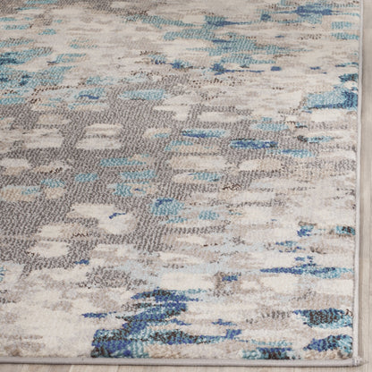 SAFAVIEH Monaco Collection Runner Rug - 2'2" x 8', Grey & Light Blue, Boho Chic Abstract Watercolor Design, Non-Shedding & Easy Care, Ideal for High Traffic Areas in Living Room, Bedroom (MNC225E)