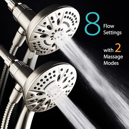 AquaDance New Magnetic Guidance Docking System - High-Pressure 8-setting Handheld Shower Head with Giant 5 inch Face, Magnetic Bracket, Extra-long 72 inch Stainless Steel Hose/All Nickel Finish