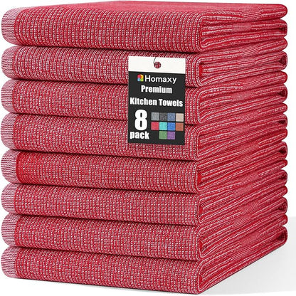 Homaxy Premium Kitchen Towels, Large Cotton Kitchen Hand Towels, Flat and Terry