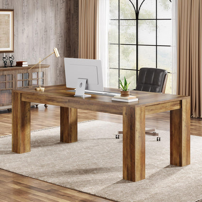Tribesigns 63-Inch Executive Desk, Large Office Computer Desk, Simple Workstation Writing Table Study Table for Home Office, Rustic Brown
