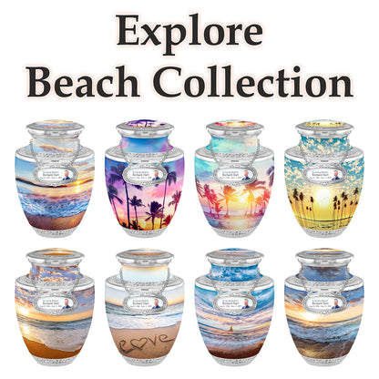 The Loving Memorials Personalized Medallion Love Beach Cremation Urns Adult Ashes Male Female - 200lbs Burial Urns Human Ashes - Handcrafted Funeral Decorative Urns Ashes Adult Male Velvet Bag