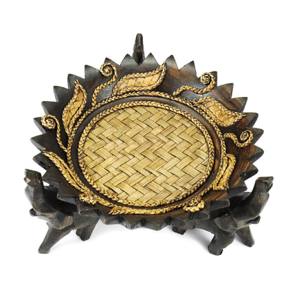 AeraVida Triumphant Elephants Carved Rain Tree Wooden Bowl | Handmade Rustic Decorative Bowl for Serving Snacks, Fruits, and Home Decor | Eco-Friendly Nature-Inspired Centerpiece (Style4)