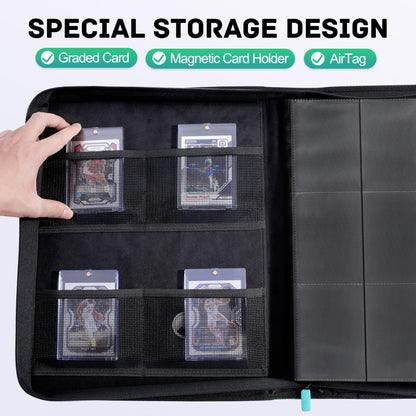 ZLCA Top Loader Binder-9 Pocket, Hold 324 Cards，Trading Card Binder Includes 20 Top Loaders, Top Loaders Binder for Sport Card, MTG, TCG (Tiffany Blue)