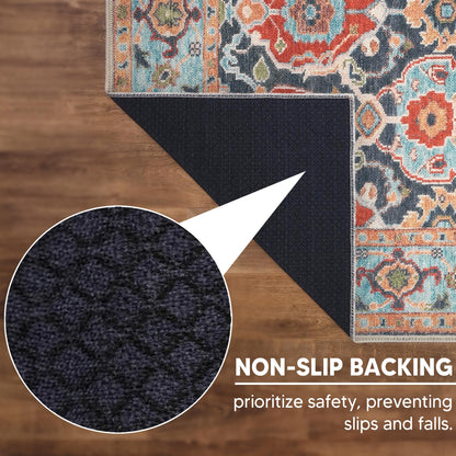 Keen Home Design 30"x120" Rug - Machine Washable Runner Rug with Non-Slip Backing, Ideal for Hallway, Entryway, Kitchen, Laundry Room - Vintage, Easy Clean, Durable, Low Pile - (2'6" x 10')