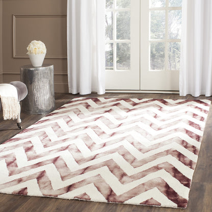 SAFAVIEH Dip Dye Collection 3' x 5' Ivory / Maroon DDY715I Handmade Chevron Watercolor Premium Wool Area Rug