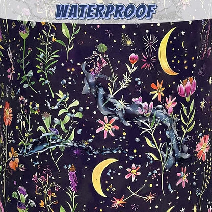 Moon Wild Flowers Laundry Basket Oxford Cloth Colorful Floral Laundry Hamper