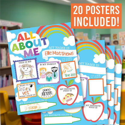 Hadley Designs All About Me Posters for Classroom Must Haves - 20 Star Student Poster, 100 Days of School Items, Star of The Week Poster Elementary Classroom Decor, End of School Year Teacher Supplies