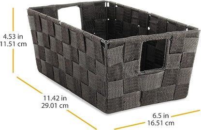 Whitmor 6581-2712-ESPR Woven Strap Small Shelf Espresso Storage Tote (Pack of 2)