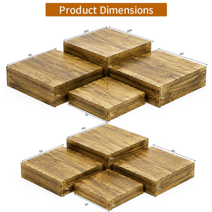 8 Packs Wood Buffet Risers, Multi-Size Food Risers, Square Paulownia Wood Nesting Cubes for Hollow Bottom Food Display, Stands for Buffet Tables & Catering, Party, Multi-Level Buffet Presentation