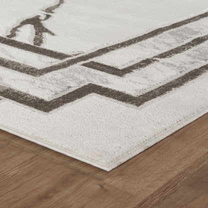 GLORY RUGS Area Rugs Marble 5x7 Cream Silver Border Carpet Elegant Modern Abstract Rug Living Room Dining Bedroom Rug