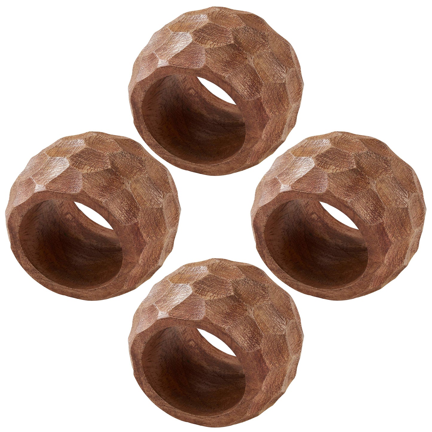 Saro Lifestyle Chunky Wood Napkin Rings (Set of 4), Natural