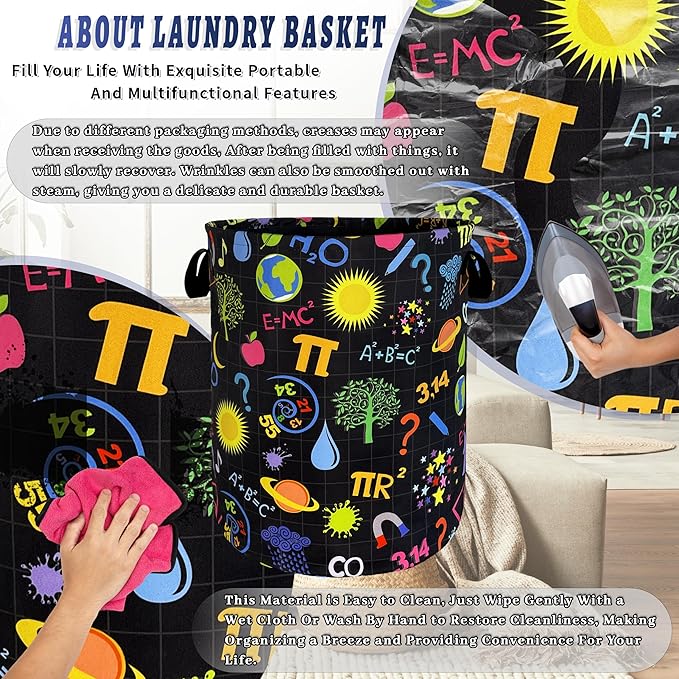 Funny Laundry Basket Oxford Cloth Foldable Geometry Pattern Laundry Hamper